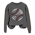 thumbnail image 4 of frariair Baseball Print Women Pullover Crew Neck Casual Top Long Sleeve Loose Fit Fleece Hoodie Streetwear Style Dark Gray S, 4 of 4