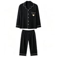 thumbnail image 5 of Kyntgho Men's Two Piece Pajama Set, Long Sleeve Button Front Pajama Shirt with Piping and Straight Pants, 5 of 5