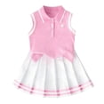 thumbnail image 4 of xfsWaSs Little Girls Clothes Toddler Outfit Sleeveless Polo Shirt Summer Tank Tops Pleated Skirt 2 Piece Set Preppy Style Kids Clothing Sets 4-5 Years, 4 of 7