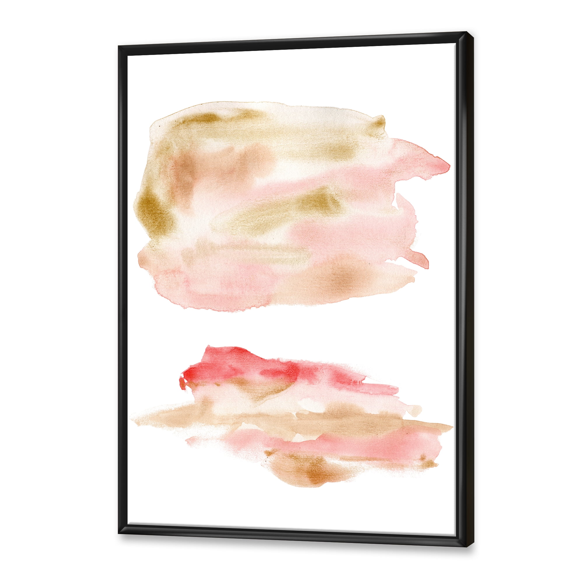 Designart 'Abstract Clouds Set With Pink Gold Beige and Red' Modern Framed Canvas Wall Art Print