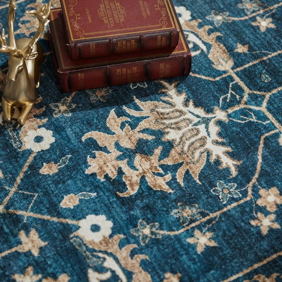 JINCHAN 3' x 8' Runner Rug - Navy Blue