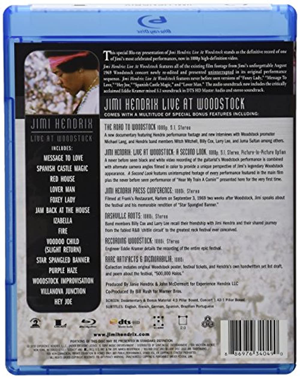 Live at Woodstock (Blu-ray), Sony Legacy, Music & Performance