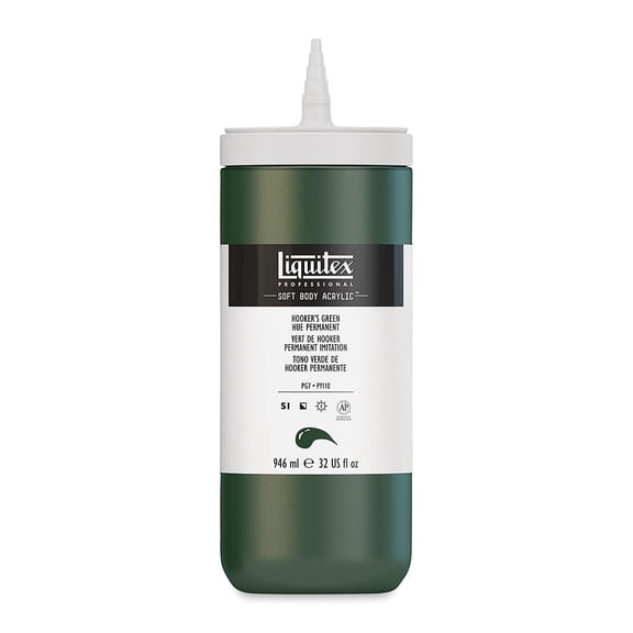 Liquitex Soft Body Artist Acrylics - Hookers Green Hue Permanent, 946 ml
