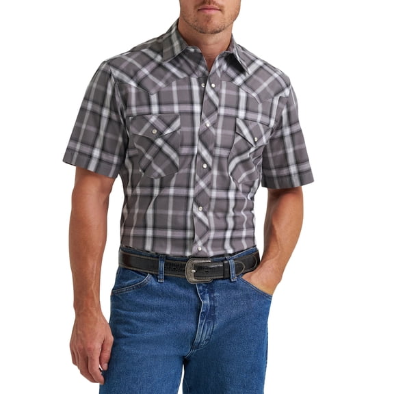 Wrangler® Men's and Big Men's Regular Fit Short Sleeve Western Shirt, Sizes S-5XL