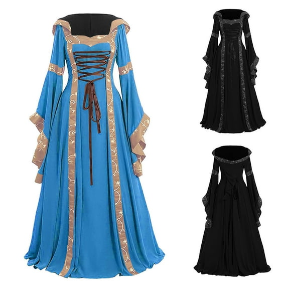 Tejiojio Women's Formal Dresses&Jumpsuits Renaissance Dress Medieval Costume Women Festival Costumes Midevil Gothic Gown