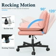 thumbnail image 6 of Romorgniz 27" W Chair Criss Cross Legged Office Chair Armless Adjustable Desk Chair with Wheels, Wide Seat, and 2-Layer Cushion, Pink, 6 of 8