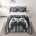 thumbnail image 2 of Feelyou 3D Game Console Twin Bedding Sets 7-Piece for Boys, Grey Honeycomb Stripes Bedding Comforter Set, Modern Game Controller Reversible Sheet Sets, Microfiber Bedroom Decor, 2 of 7
