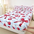 thumbnail image 3 of Homewish Cute Princess Bowknot Queen Sheet Sets, Fashion Blue Plaid Flat Sheet, Kawaii Cartoon Cherry Queen Fitted Sheet, Microfiber Bedroom Decor, 4-Piece, 3 of 7