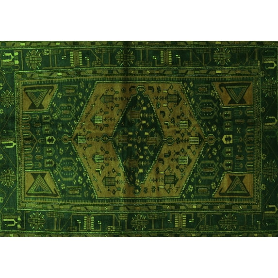 Ahgly Company Indoor Rectangle Persian Green Traditional Area Rugs, 8' x 12'