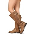 thumbnail image 6 of Women's Leatherette Almond Toe Buckled Elastic Riding Knee High Boot 19756, 6 of 6