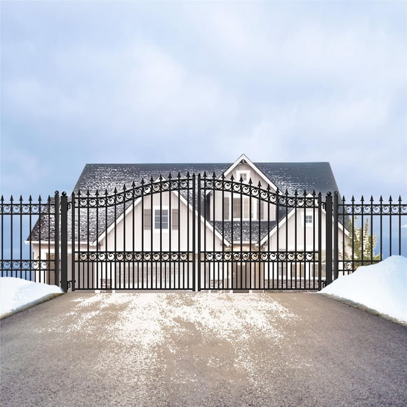 ALEKO DG14LOND London Style Ornamental Iron Wrought Dual Driveway Gate 14' High Quality