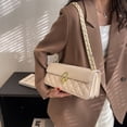 thumbnail image 5 of Bolso bandolera con cadena de piel sintética estilo retro, pequeño bolso adecuado para citas diarias. Color blanco cremoso, 5 of 5