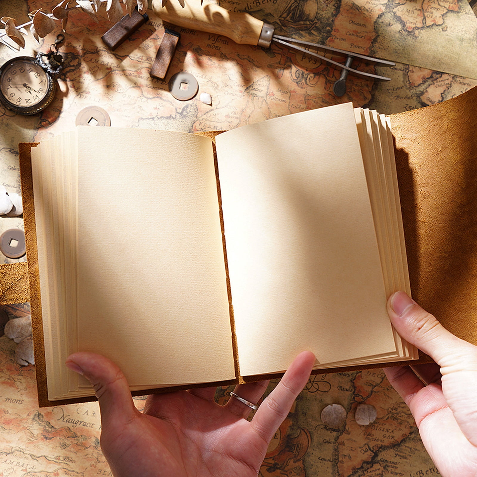 Retro Leather Journal Notebook Thicken Notepad Planner Sketchpad for Women Men