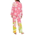 thumbnail image 6 of DISNIMO Daisy Print Women Pajama Sets Long Sleeve Sleepwear with Long Pants 2 Piece Lounge Set with Pockets Button Down Loungewear Nightwear, S, 6 of 7