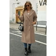 thumbnail image 3 of Lapel Collar Double Breasted Women's Winter Elegant Coats Long Notched Pea Coat, 3 of 8