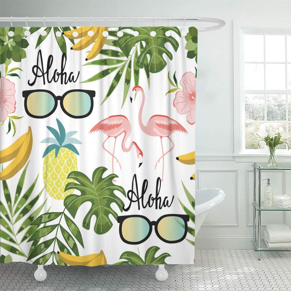 KSADK Pineapple with Pink Flamingo Sunglasses Shower Curtain Bathroom Curtain 60x72 inch