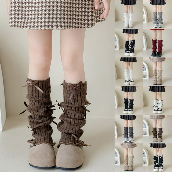 THDHVS Girls Socks,Socks for Girls,Girls Cable Knit Leg Warmers with Decorative Bow Thick Warm Yarn for Winter One Size Boot Topper Fits and for Layering Over Tights Red 3-15 Years