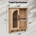 thumbnail image 5 of ABBSR 24×18" Wall Mounted Bathroom Storage Cabinet, Rustic Farmhouse Brown wood Organizer Cabinet with Mesh Door, Adjustable Shelf & Hooks for Entryway, Bedroom or Living Room, 5 of 10