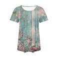 thumbnail image 5 of Fiudx Ofertas Del Día Top Estampado con Cuello Redondo y Manga Corta Informal para Mujer a La Moda, 5 of 5