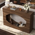 thumbnail image 4 of Winkalon 47.2" Entryway Console Table With Led Light, Farmhouse Narrow Wooden Sofa Table Behind the Couch for Living Room, Hallway, Entrance, Foyer, Brown, 4 of 9