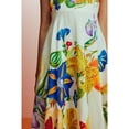 thumbnail image 5 of Women Coastal Print Maxi Dress Spaghetti Strap High Waist Flowy Linen Look Sundress, 5 of 6
