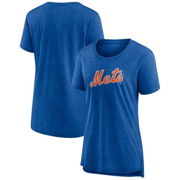 Women's Heather Royal New York Mets Official Wordmark Tri-Blend T-Shirt