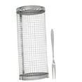 thumbnail image 1 of Cesta de barbacoa rodante con rejilla abierta, malla de alambre de acero inoxidable, cesta cilíndrica para parrilla para pescado, verduras, patatas fritas S, 1 of 14
