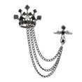 thumbnail image 2 of Men's Crown Brooch with Chains Jewelry Lapel Pin Wedding Brooch Pin Fashion for Career Suit Tuxedo Dress Tie , Black, 2 of 8