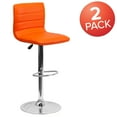 thumbnail image 4 of Flash Furniture Vincent 2 Pack Modern Orange Vinyl Adjustable Bar Stool with Back, Counter Height Swivel Stool with Chrome Pedestal Base, 4 of 15