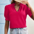 thumbnail image 4 of Yuzhih Womens Tops Dressy Casual V-Neck T-Shirts Loose Puff Short Sleeve Tunic Fashion Business Work Blouses, 4 of 7