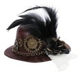 thumbnail image 4 of ZPAQI Women Halloween Gothic Mini Top Hat Steampunk Gears Chain Feather Flower Fascinator Hair Clip Victorian Cosplay Costume, 4 of 11
