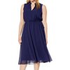 Women's Dress Navy Plus Shirt Split-Neck Drawstring $129 0X