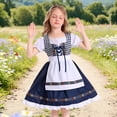 thumbnail image 2 of Edvintorg Girls Dresses Halloween Embroidery Square Neck A Line Dress Plaid Short Sleeve Fancy Dress with Bowknot Clothes for Girls Size 4-16, 2 of 9