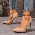 thumbnail image 3 of Women's High Heels Closed Pointed Toe Stilettos Wedding Shoes Lightweight Party Prom Elegant Dress Pumps Beige Size 7.5, 3 of 5