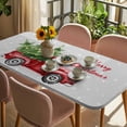 thumbnail image 3 of Christmas Red Truck Table Cloths for 5 Foot Rectangle Tables, Xmas Pine Tree Winter Snowflakes Grey Patio Waterproof Elastic Fitted Tablecloths, Washable Rectangular Table Cover for Camping, 3 of 8