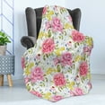 thumbnail image 4 of Floral Soft Flannel Fleece Blanket, Romantic Pattern of Rose Flower Meadow Bouquet Watercolor on Plain Background, Cozy Plush for Indoor and Outdoor Use, 50" x 60", White Multicolor, by Ambesonne, 4 of 5