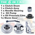 thumbnail image 5 of .325 7T Clutch Drum Bearing Kit for Husqvarna 455 460 Rancher Chainsaw, 455 Rancher Clutch Drum Oil Pump Kit with Oil Pressure Line Worm Gear Needle Bearing Parts # 537291702, 537110503, 5 of 7