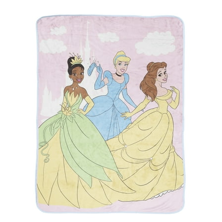 Princess Floral Gardens 46" x 60" Coral Fleece Throw, Polyester, Pink, Disney