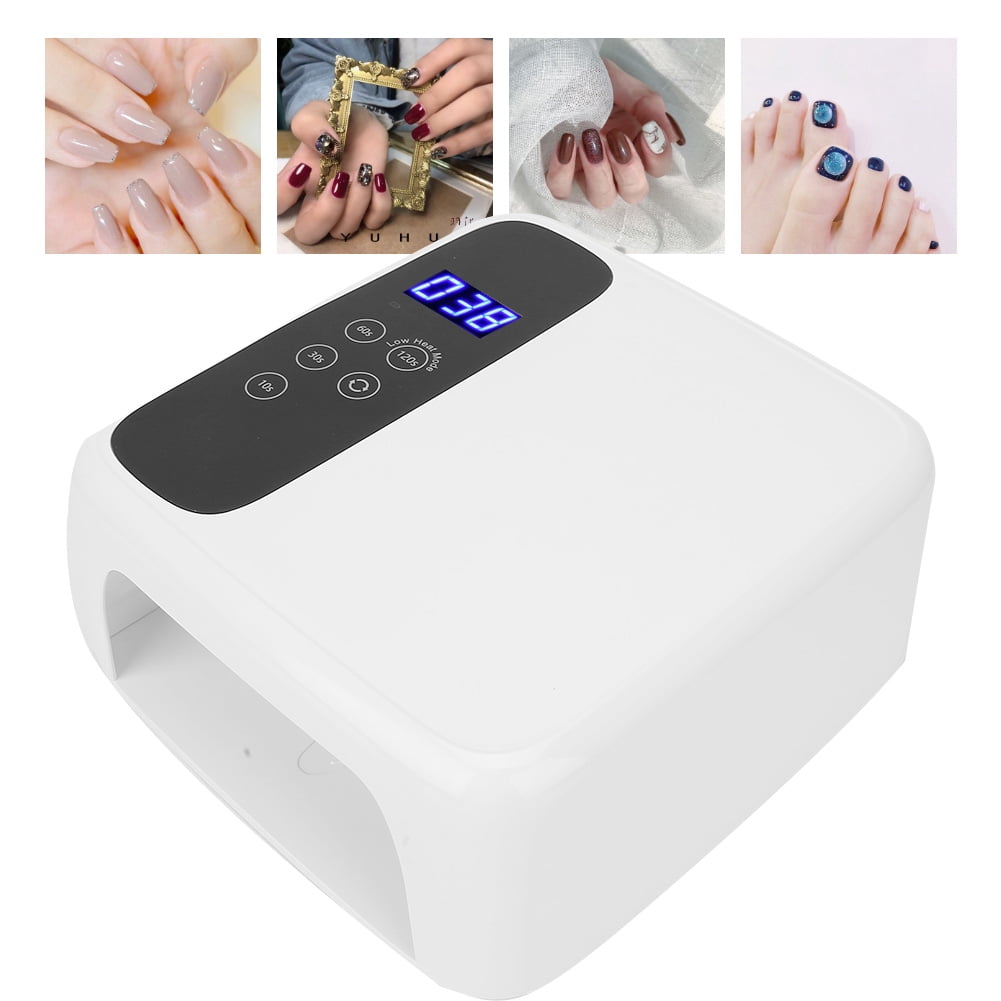YAHHU 72W Nail Lamp Gel Nail Polish Dryer Quick Drying Nail Art Machine, Rechargeable, LED Display, White (10 inches / 25.4 cm)