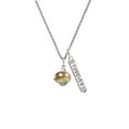 thumbnail image 2 of Delight Jewelry Goldtone Tan with Crystals Spinner Silvertone Forever Bar Charm Necklace, 23", 2 of 4
