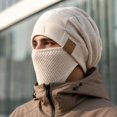 thumbnail image 4 of Trgacdwlo 2‑in‑1 Fleece Lined Balaclava Knit Beanie Hat Unisex Warm Windproof Skull Cap with Face Mask Thermal Hat Fall Winter Outdoor Cycling Hiking Snow Sports Beige, 4 of 5