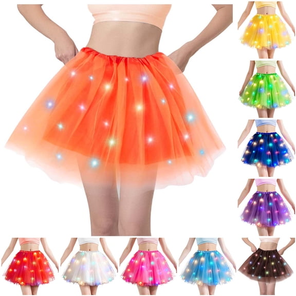 Bixock Women's Tutu Skirt Light Up LED Ballet High Waist A Line Fluffy Ballet Dress Up Costume for Women Party Dress