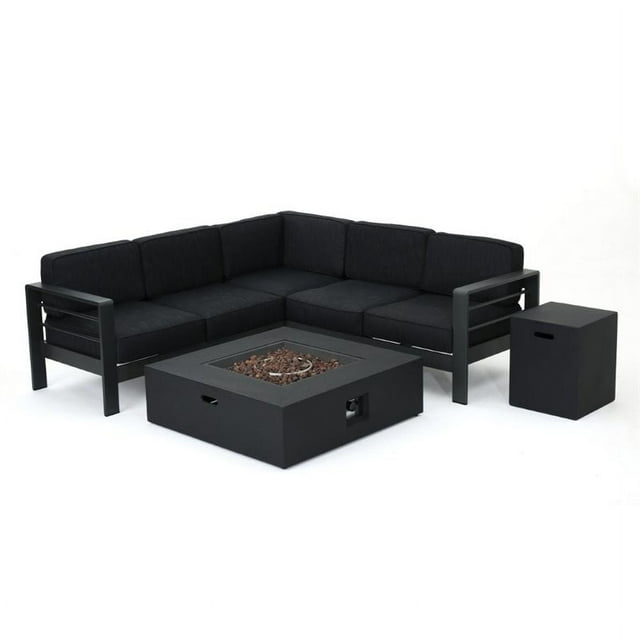 Afuera Living 5 Piece Outdoor Aluminum Sectional Sofa Set in Gray