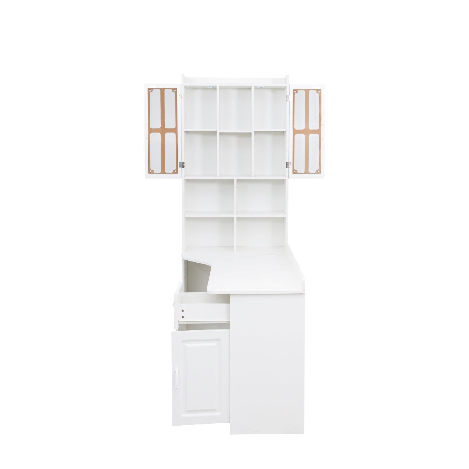 L-Shaped Corner Computer Desk for Home Office or Study desk, Study Modern Style Table with Drawers, Bookshelf & Hutch, 2-in-1 L-Shaped Design, Large Working Space, White