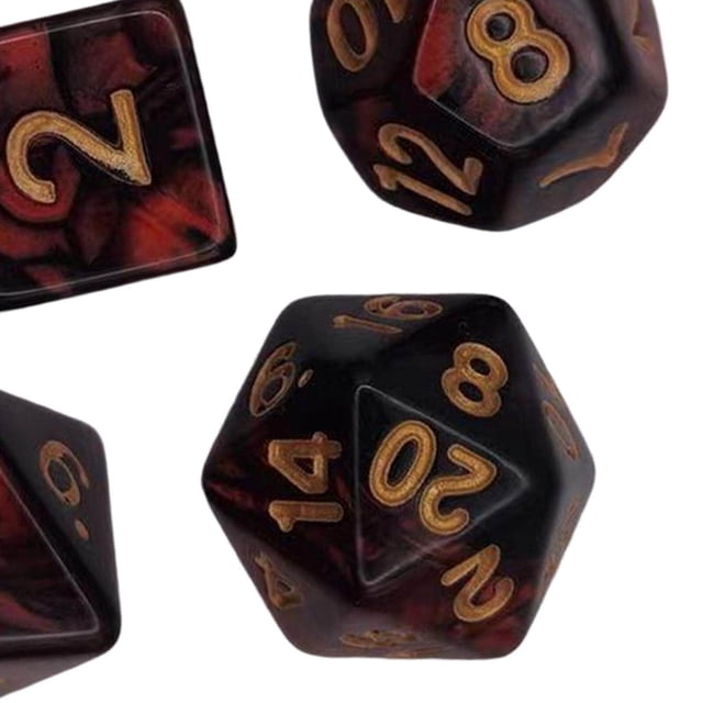 7x Polyhedral Dices Smooth D4-D20 for Math d8 d10 d12 Teaching Bar Table Board Games Red Black