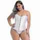 thumbnail image 2 of Mimigo Women's Bustier Corset Top Sexy Lingerie Sets Black Satin Waist Cincher, 2 of 3
