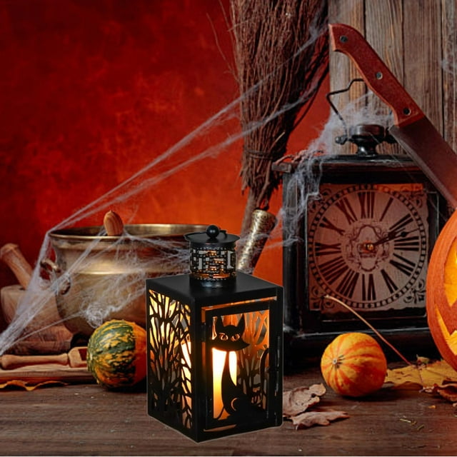 Candelabro decorativo de Halloween, farol de metal, decoración de mesa, 9 x 9 x 19,5 cm, para decoración del hogar, decoración de la habitación, versá Estilo D