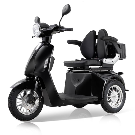 Ndrfhaj Secure Adjustable 4-Wheel Mobility Scooter with Charger and Cup Holder, Black, 440 lb Limit