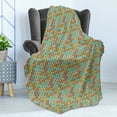 thumbnail image 4 of Orange and Turquoise Soft Flannel Fleece Throw Blanket, Abstract Scales Pattern in Pastel Colors Retro Style Print, Cozy Plush for Indoor and Outdoor Use, 70" x 90", Multicolor, by Ambesonne, 4 of 5