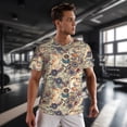 thumbnail image 3 of Wukai Floral With Birds Print Men's Short-Sleeved Mesh T-Shirt,Quick-Dry Short Sleeve Workout T-Shirt-6X-Large, 3 of 8